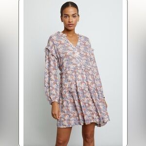 Rails Poppie Pink Jasmine Dress  Floral Tiered Mini Dress Boho Size Medium